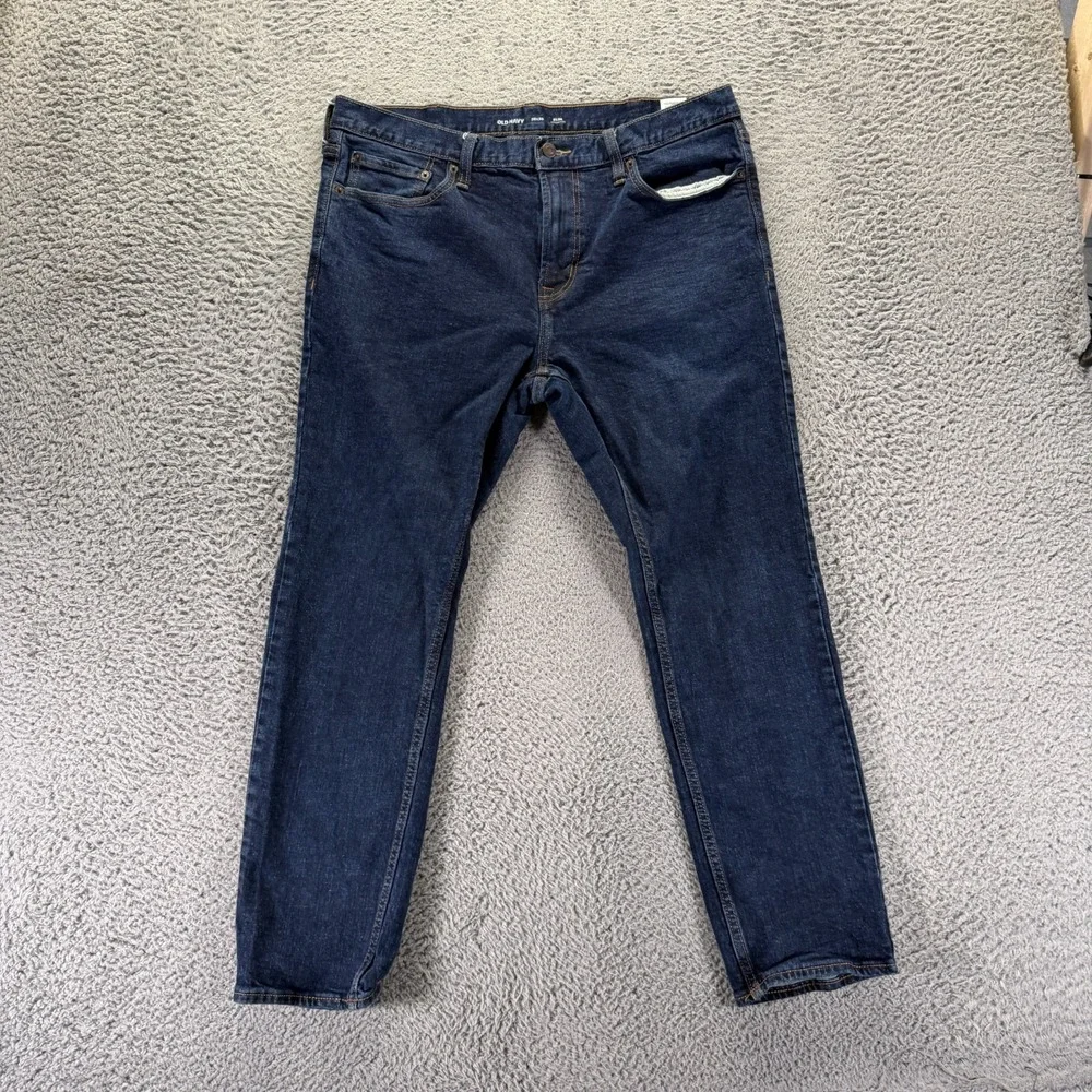 Old Navy Built-In Flex Jeans 36x28 Blue Cotton Denim Straight Slim Fit Stretch
